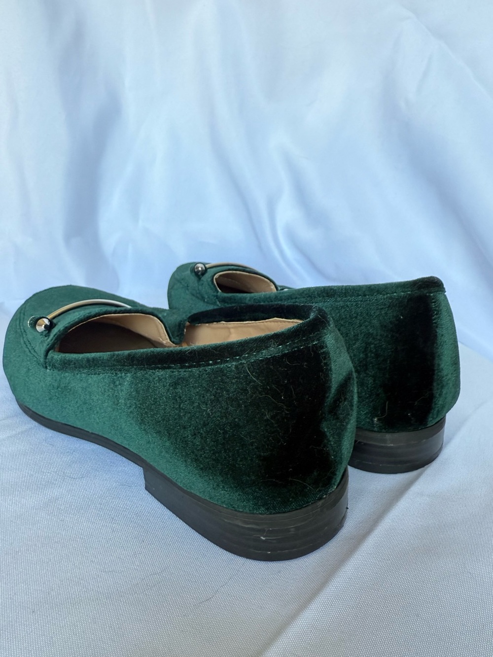 Charming Charlie Emerald Green Velvet Horsebit Loafers Size 7 - Picture 6 of 9